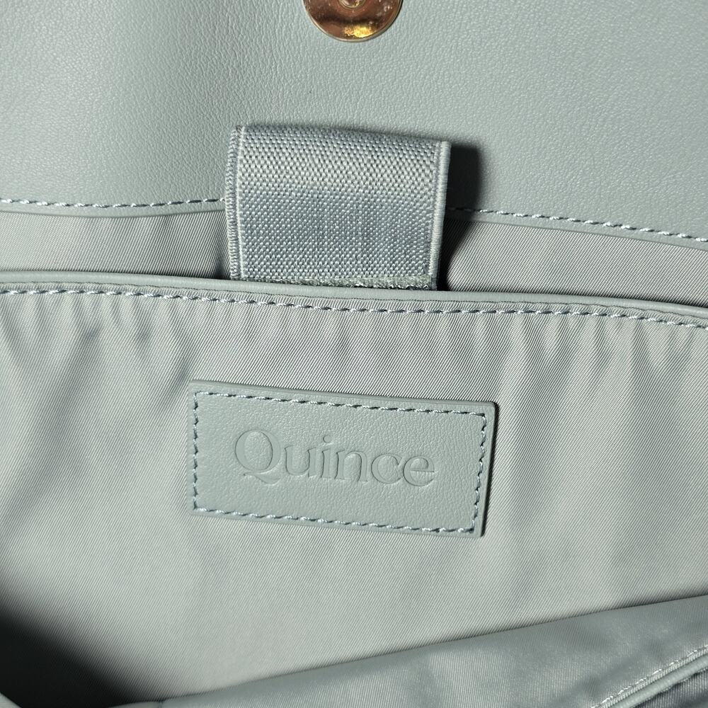 Quince Italian Leather Classic Tote Bag Dusty Blue NWT Laptop Work Shoulder Bag - Picture 3 of 9